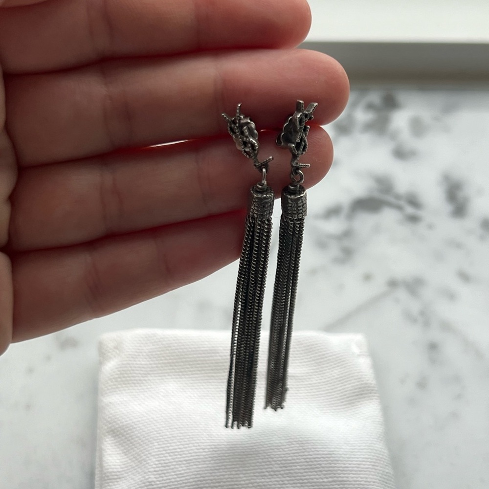 Yves Saint Laurent Silver Tassel Earrings